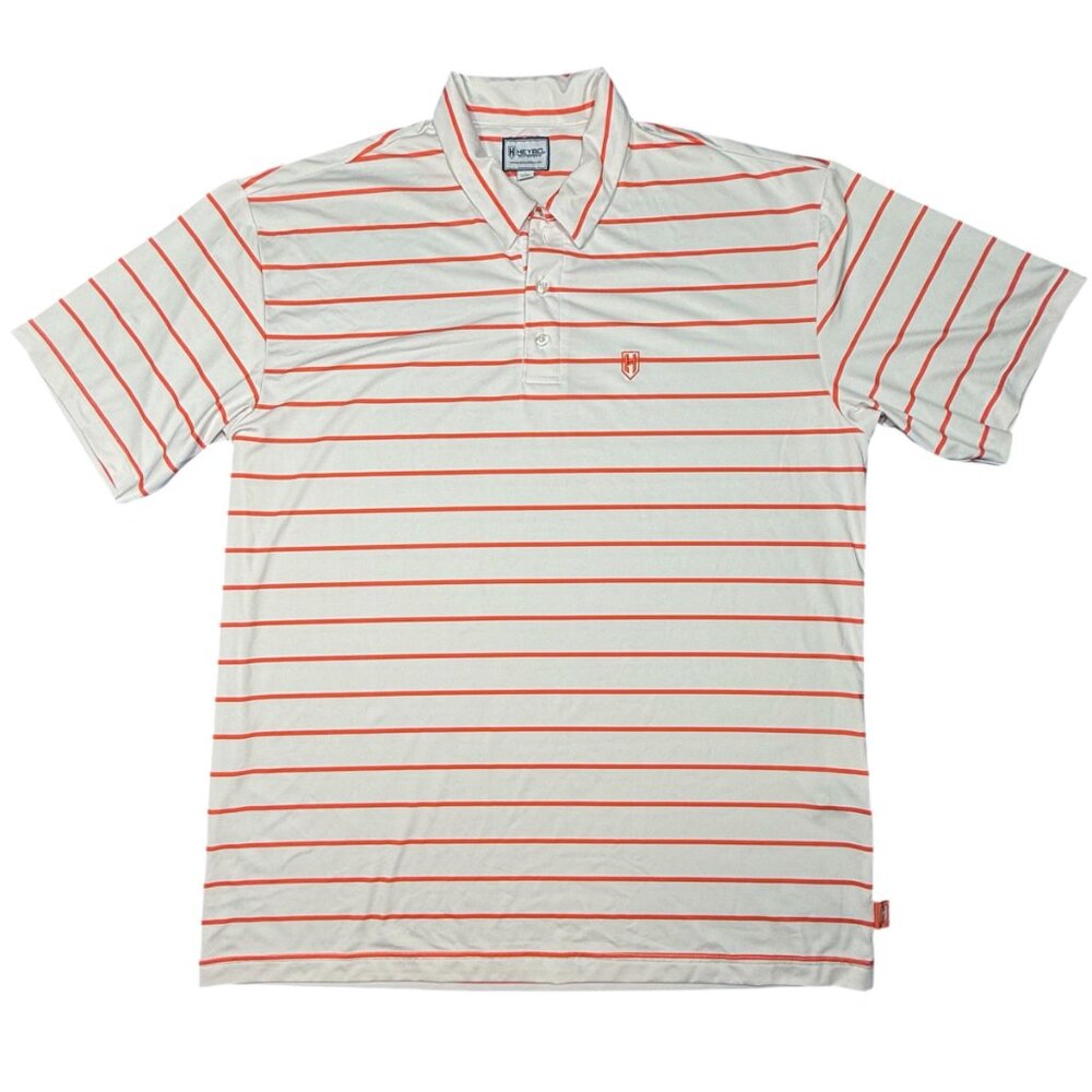 Heybo Outdoors -‎ Mens Large Polo - White and Orange Strip - Picture 3 of 7